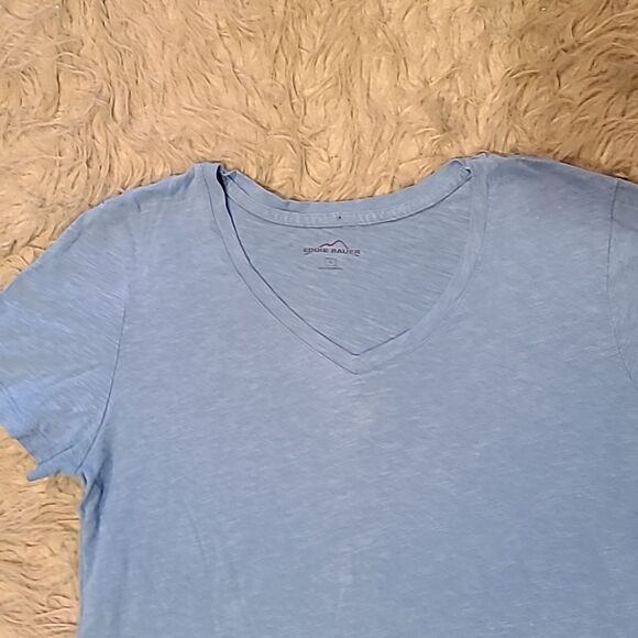 Eddie Bauer womens light blue cotton vneck tshirt‎ size large - Picture 2 of 5